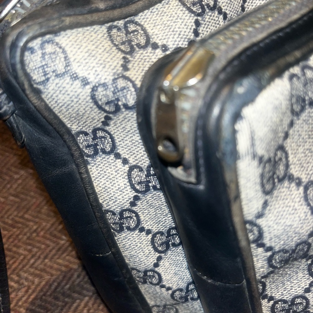 Gucci Monogram Crossbody Bag with Red and Navy Web Stripe - Picture 12 of 15